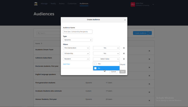 Campus Cloud Audiences